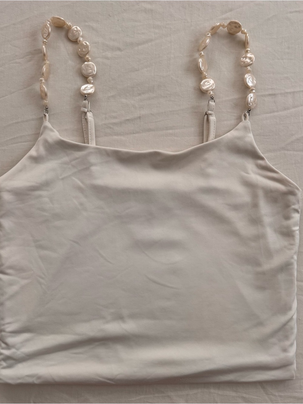 White pearl beaded tank top Size S
